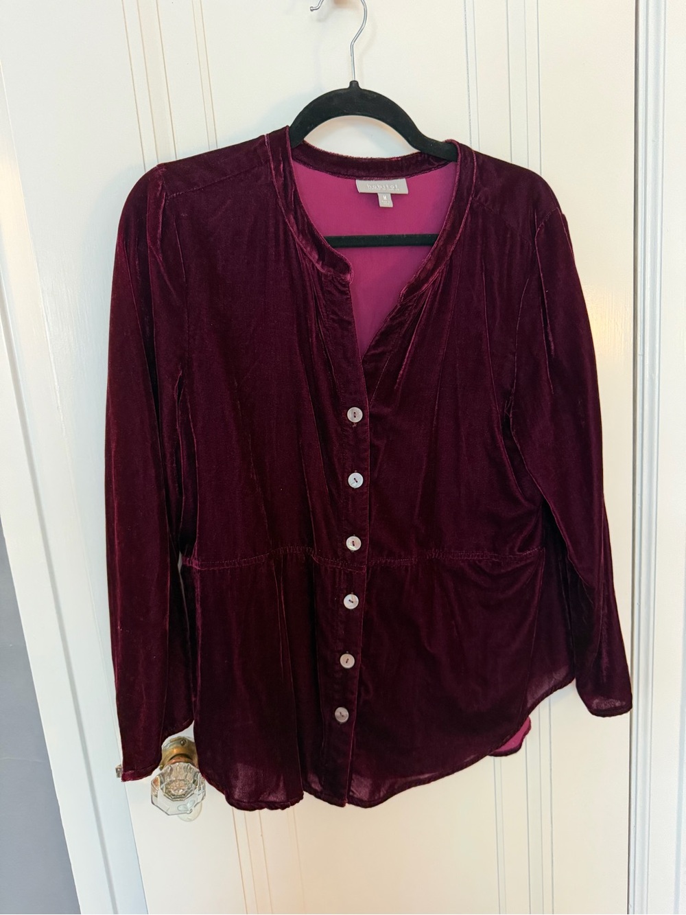 Habitat Velvet Button-Down Shirt - Deep Burgundy, size M